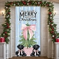 thumbnail image 1 of Pink Bow Merry Christmas Banner Christmas Tree Holiday Backdrop Colorful Dots Black Labrador Xmas Background for Christmas Party Home Decor Pet Lovers Gathering, 1 of 9