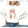 thumbnail image 1 of Pink Bow Merry Christmas Print Hoodie White Graphic Sweatshirt S-2XL Holiday Tops, 1 of 4
