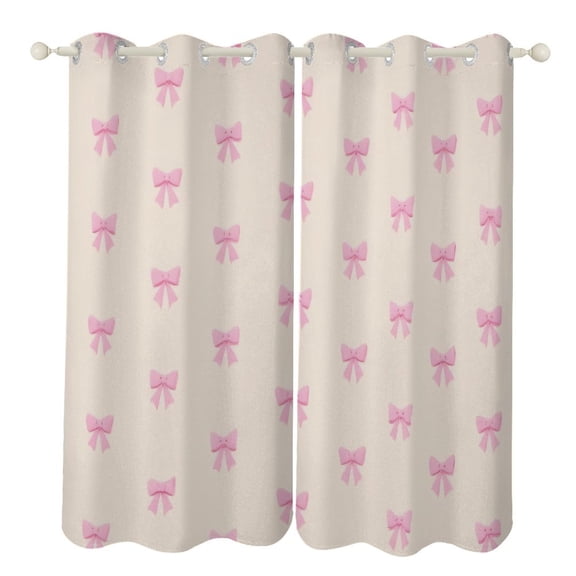 Pink Bow Pattern Background 2 Panels Curtains for Bedroom Living Room Drapes Kitchen Window Curtain Home Decor
