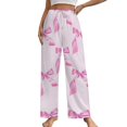 thumbnail image 1 of Pink Bow Pattern Pajamas For Women Loose Retro Night Pajama Pants Comfortable Sleepwear Bottoms Homewear, 1 of 6