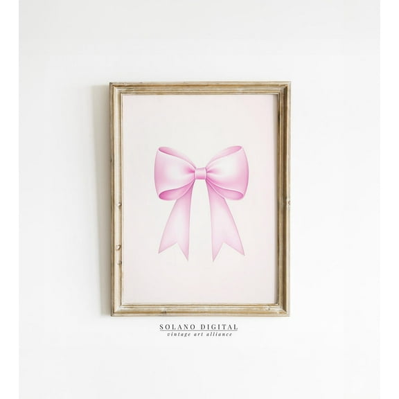 Pink Bow Print Coquette Aesthetic Pirntable Pink Nursery Girly Wall Art French Pastel Hair Bow Poster Soft Girl Decor Art Wall Art, Modern Wall Decor, 8x12 UNFRAMED
