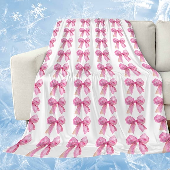 Pink Bow Ribbon Cooling Blanket,Lightweight Breathable Summer Throw Blanket with Double Sided Cold Effect,Bowknot Bow Tie Aesthetics Minimalist Picnic Blankets Bed Sheet for Hot Sleepers 30"x40"