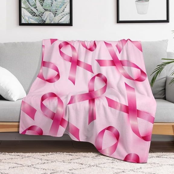 Pink Bow Ribbons Flannel Fleece Throw Blanket Soft Blanket for Couch,Cozy,Warm,Lightweight,50x60 Inches
