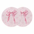 thumbnail image 1 of Pink Bow Round 13 Inch Placemats Set of 2, Cute Watercolor Girls Cartoon Luxury HeatResistant Non Slip Place Mats for Dining Table, Wipeable Braided Kitchen Table Mats for Housewarming, 1 of 9