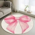 thumbnail image 1 of Pink Bow Round Rug 3ft Washable Circle Entryway Rugs Non Slip Cute Pink Vintage Area Rug Indoor Floor Carpet for Bedroom Kitchen Living Room Home Office Dining Room Nursery, 1 of 8