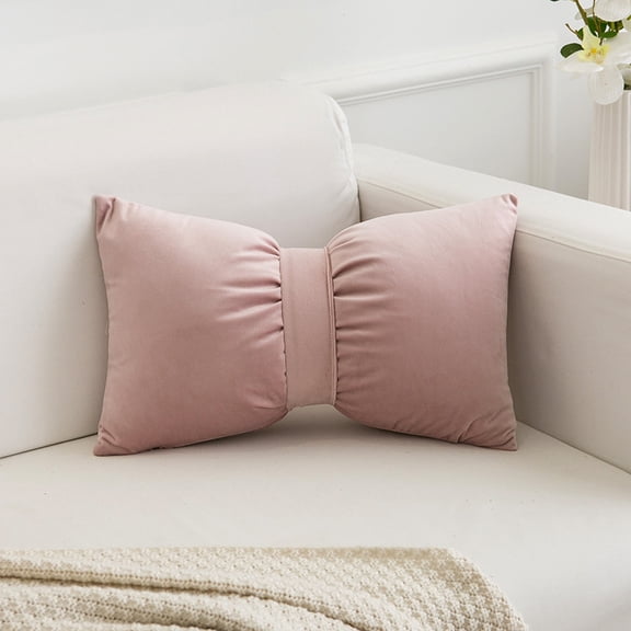 Pink Bow Shaped Pillow,Soft Throw Pillows Aesthetic Decorative Pillows for Bed Sofa Couch Home Decor30*50cm