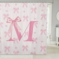 thumbnail image 1 of Pink Bow Shower Curtain,Initial Letter M Chic Romantic Bath Curtain,Princess Style Bowknot Love Hearts Girly Fairy Home Bathroom Decor Polyester Fabric Waterproof 72 x 84 Inches, 1 of 5