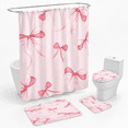 Pink Bow Shower Curtain Set 4cute Girly Bathroom With Rugs - Walmart.com