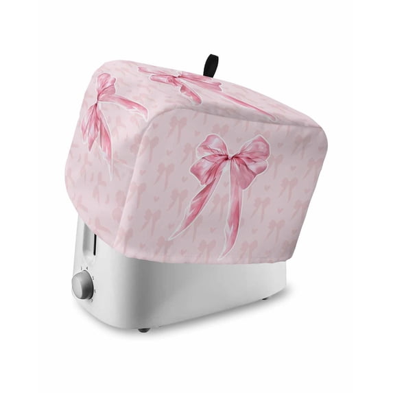 Pink Bow Small Toaster Cover 2 Slice, Kitchen Appliance Covers, Cute Watercolor Girls Cartoon Luxury Toaster Oven Cover with Loop, Bread Machine Cover Polyester Dust Cover Protection