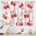 thumbnail image 1 of Pink Bow Strawberry Kitchen Curtains Girls Flower Y2K Bathroom Curtains Window Treatment Drapes Tier Fruit Preppy Cafe Small Bedroom Short French Door Curtains 2 Panels 27.5x36 Inch, 1 of 6