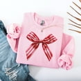 thumbnail image 1 of Pink Bow Sweatshirt: Candy Cane Ribbon Crewneck Sweatshirt All Size S-5XL, 1 of 5