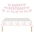 thumbnail image 1 of Pink Bow Tablecloth, Coquette Tablecover Pink Plastic Disposable Table Cloths for Bridal Shower Bachelorette Party Bow Birthday Party Decorations Supplies pink, 1 of 2
