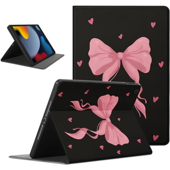 Pink Bow Tablet Case for Samsung Galaxy Tab S8 Case 11 Inch,Heart Pattern for Women Men Teens Protective Cover Flip PU Leather Stand Funda
