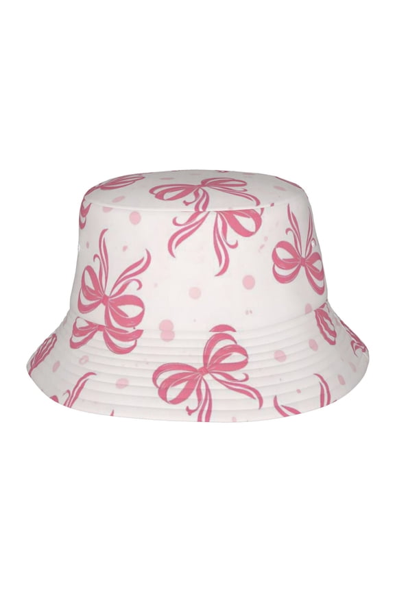 Pink Bow Themed Fisherman's Hat Lightweight and Breathable Sun Hat Suitable for Both Men and Women