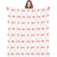 thumbnail image 1 of Pink Bow Throw Blanket Coquette Throw Blanket for Pink Bow Party Decorations Music Party Music Lover Gifts 50 x 60 Inch, 1 of 6