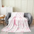 thumbnail image 1 of Pink Bow Throw Blanket ,Initial Letter U Chic Romantic Fleece Throw Blanket for Bedroom Sofa Dorm Decor,Princess Style Bowknot Love Hearts Girly Fairy Blanket,40 x 50 Inches, 1 of 6