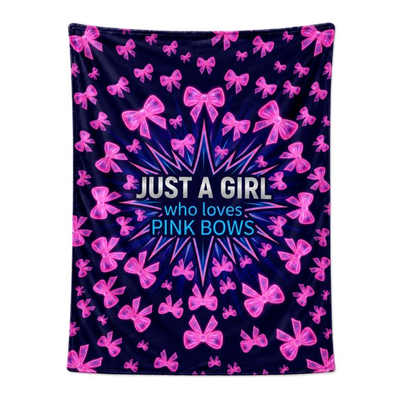 Pink Bow Throw Blanket Soft Cozy Flannel Fleece Throw, Home Decor Accessory , Lightweight Warm Wrap for Couch Sofa 50x40
