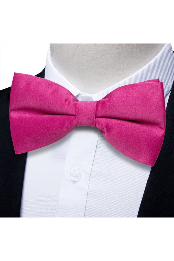 Pink Bow Ties for Men Solid Color Hot Pink Pretied Bowties Satin Bow Tie Formal Business Tuxedo Adjustable Bowtie Wedding Party Fuchsia Magenta