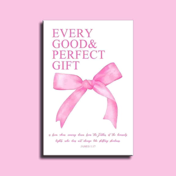Pink Bow Wall Art Decor Pink Bow Posters Aesthetic for Teen Girls Gifts, Inspirational Bible Verses Bow Wall Decor Canvas Print