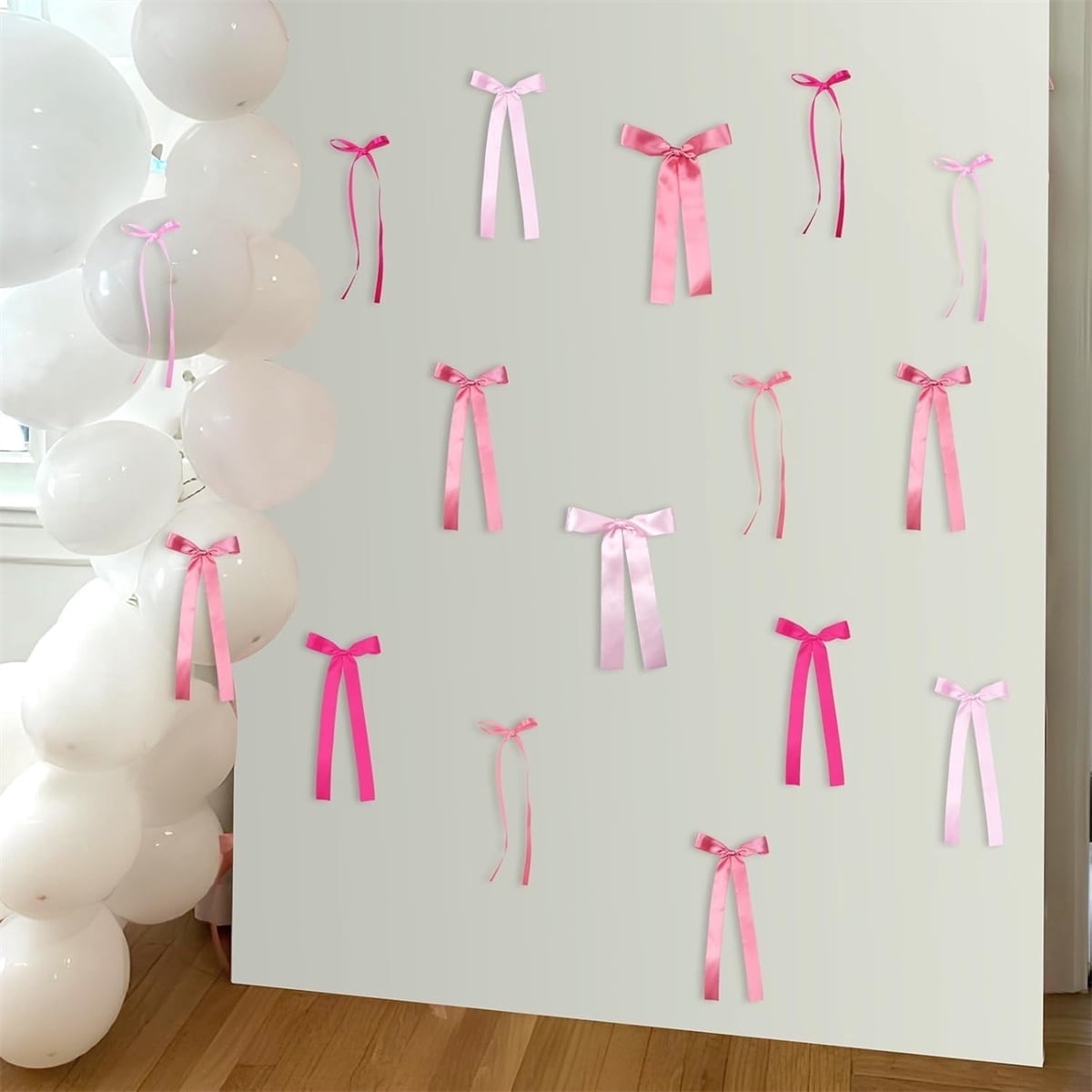 Pink Bow Wall Decor,QZS Pink Party Backdrop Decoration,12Pcs Portable ...