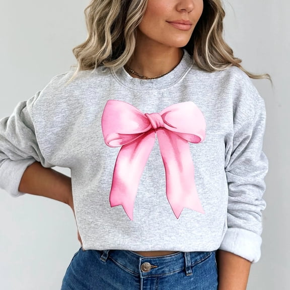 Pink Bow Watercolor Coquette Print Sweatshirt