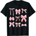 thumbnail image 1 of Pink Bow and Ribbon Cute Graphic For Girl Women T-Shirt, 1 of 4
