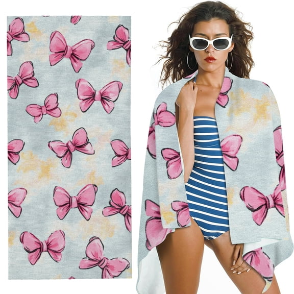 Pink Bow Beach Towel Bath Pool Camping Swimming Towels