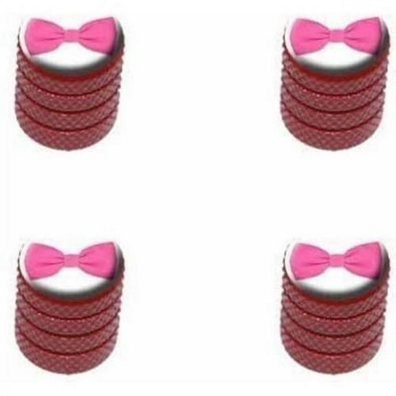 Pink Bow on White Background Tire Rim Wheel Aluminum Valve Stem Caps, Multiple Colors