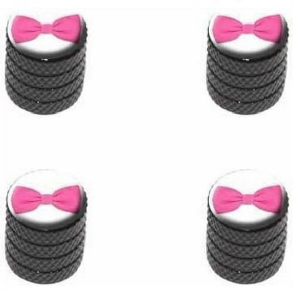 Pink Bow on White Background Tire Rim Wheel Aluminum Valve Stem Caps, Multiple Colors