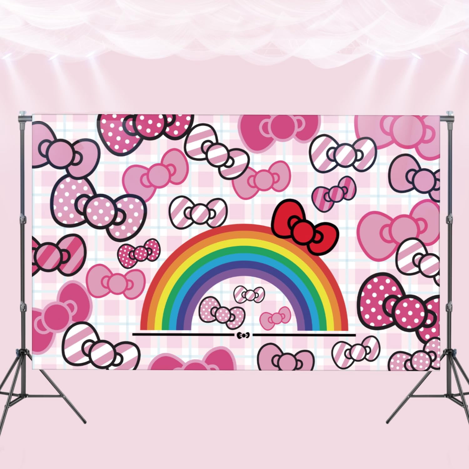 Pink Bow tie Backdrop IFF17 Birthday Decorations, Anime Hello Cat ...