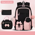 thumbnail image 1 of Pink Bowknot Backpack Set 3 Piece, Large Capacity Waterproof Nylon Laptop Bag with Lunch Box Pencil Case, 1 of 9