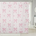 thumbnail image 1 of Pink Bowknot Fabric Shower Curtain,Princess Style Bow Dreamy Bow-tie Shower Curtain for Bathroom,Cute Love Hearts Romantic Valentine's Day Waterproof Shower Curtain 78 Inch Long, 1 of 5