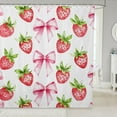 thumbnail image 1 of Pink Bowknot Kids Shower Curtains,Strawberry Summer Fruit Cartoon Cute Bathroom Curtains for Girls Women,Bow Tie Butterfly Knot Princess Unique Waterproof Curtains,12 Hooks Suits,72" W x 72" L, 1 of 3