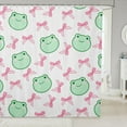 thumbnail image 1 of Pink Bowknot Shower Curtains,Cartoon Frog Bow Tie Butterfly Knot Princess Bathroom Curtains for Girls Women,Geometric Patchwork Cute Sweet Waterproof Curtains,12 Hooks Suits,72" W x 84" L, 1 of 1