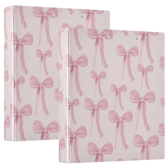 Pink Bowknots Round Ring Binder 3 Ring 1.5 inch 200 Sheet Clipboard File Folder for School Office