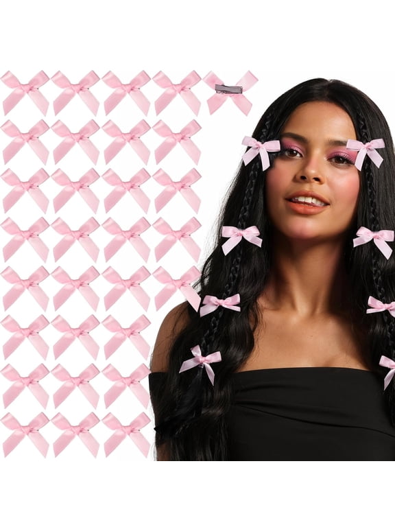 Pink Bows 30pcs Mini Bows Clips Hair Accessories for Women/Girls(1.57in)