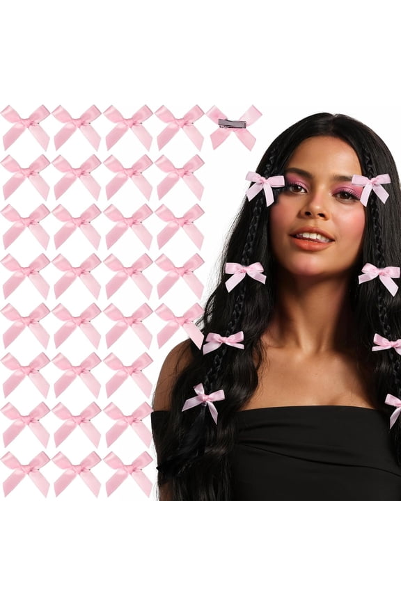 Pink Bows 30pcs Mini Bows Clips Hair Accessories for Women/Girls(1.57in)