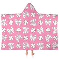 thumbnail image 1 of Pink Bows and Baseballs Pattern Hooded Bath Towel，60"x35" for Ages 3 To 12 Kids, Quick Dry Lightweight Soft Microfiber Hood Beach Towel Cover Up for Kids, 1 of 7