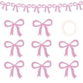 thumbnail image 1 of Pink Bows Garland Birthday Decortion Banner, Glitter Bows Bunting Garland, Bow Theme Pink Party Decor Backdrop Photo Prop, Sequin Bow Valentines 9.8 Ft Bachelorette Classroom Walll Hanging Ornaments, 1 of 7