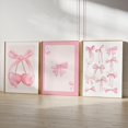 thumbnail image 1 of Pink Bows Print Preppy Coquette Wall Art Set 3 Unframed Paper Print 16x24, 1 of 3