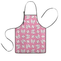 Pink Bows and Baseballs Pattern Kids Aprons for Girls and Boys,Adjustable Neck Strap Toddler Aprons for Kids Cooking Baking