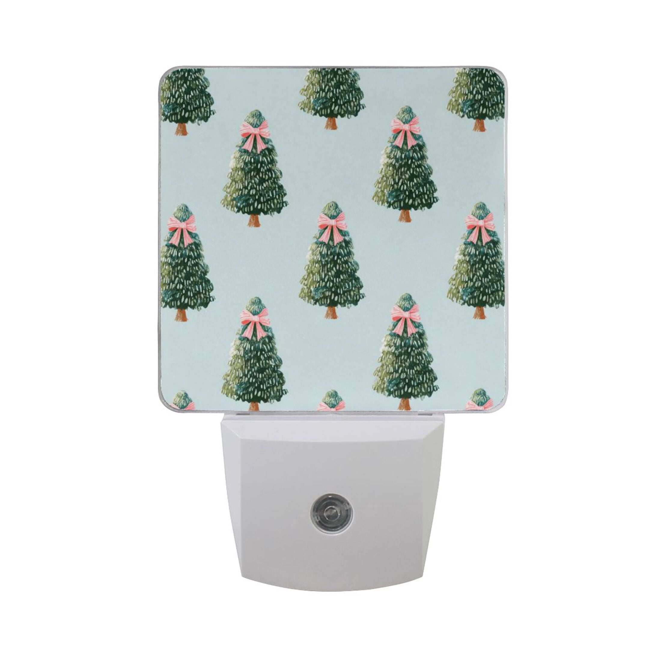 Christmas Tree Sensor Pink Bows on Christmas Tree LED Night Light Sensor Lamp Plug-in ...
