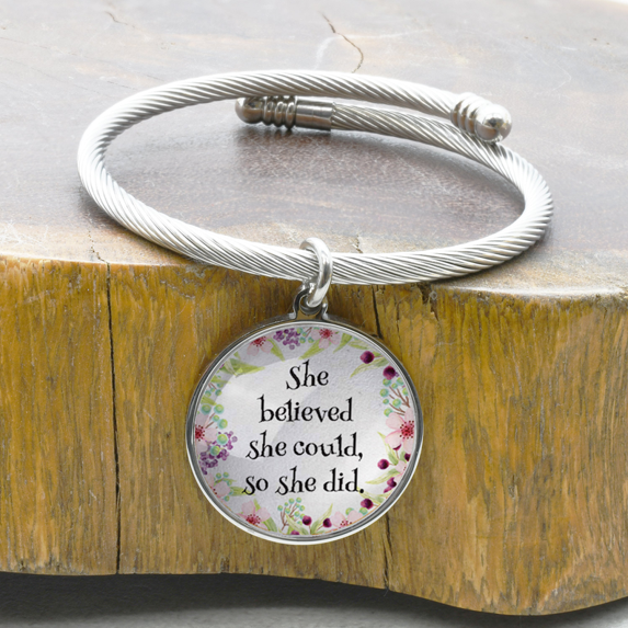 Pink Box Religious Cabochon Cable Bracelets
