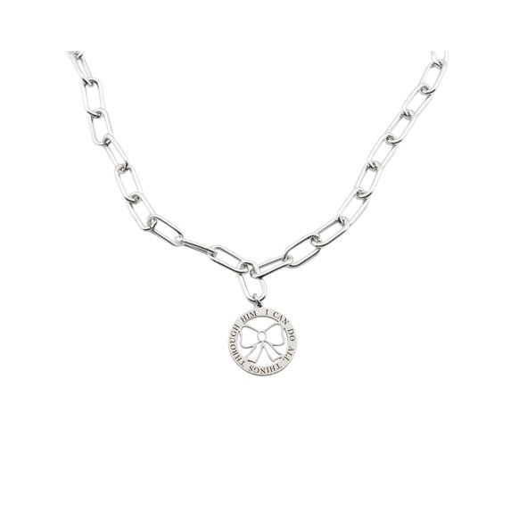 Pink Box Women's Inspirational Adjustable Oval Link Necklace