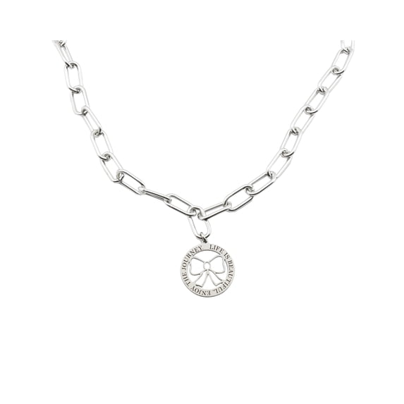 Pink Box Women's Inspirational Adjustable Oval Link Necklace