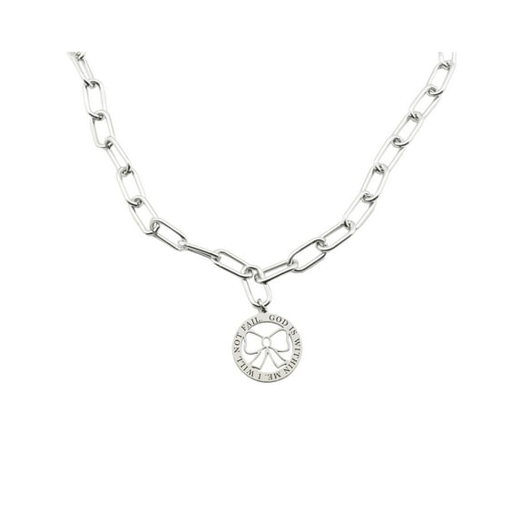 Pink Box Women's Inspirational Adjustable Oval Link Necklace