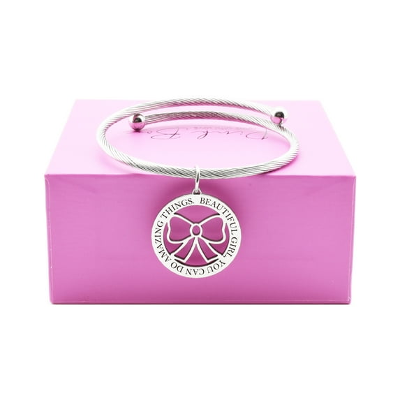 Pink Box Women's Inspirational Open Cable Bracelet