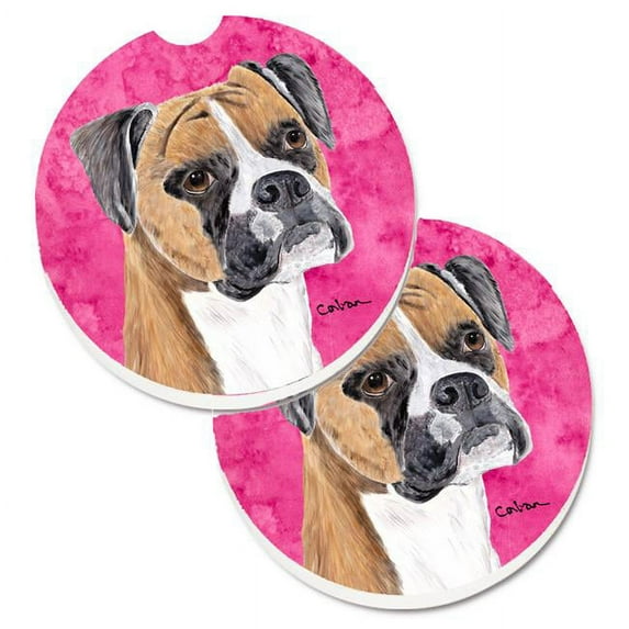 Pink Boxer Set of 2 Cup Holder Car Coaster
