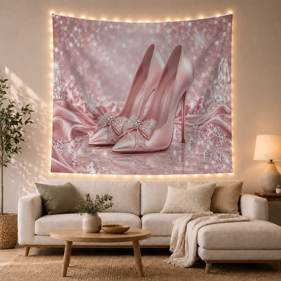 Pink Boxes and Flowers Tapestry Wall Hanging