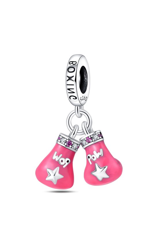 Pink Boxing Pendant Charm, Compatible with Most Bracelet, Charm for Bracelet